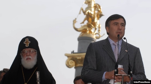 Patriarch Ilia II  (left) was once a strong supporter of President Mikheil Saakashvili, but has criticized his actions in last year's war with Russia.