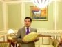 Turkmenistan -- Turkmen president Berdymukhammedov with melon, undated