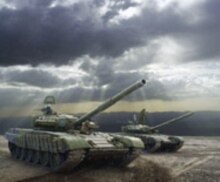 Tajikistan / Russia – Military / security / terrorism – Russian tanks (201st division) pictured during joint exercises with the Tajik military, 18 October 2002. (Size: 220x155)