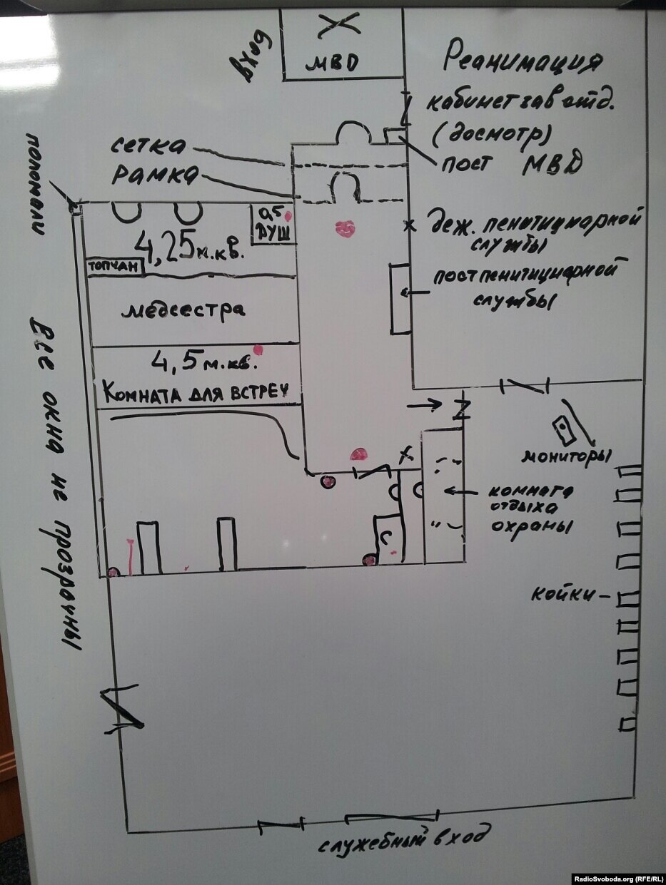 Схема медицинского блока, где содержат Юлию Тимошенко