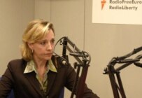 Deputy Assistant Secretary of State Colleen Graffy at RFE/RL's Prague broadcasting center on September 8 (RFE/RL)
