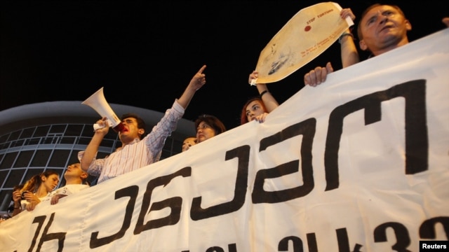 Some 2,000 people demonstrated against the government in Tbilisi on September 19.