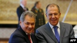 Russian Foreign Minister Sergey Lavrov (right) and Defence Minister Sergei Shoigu (file photo)