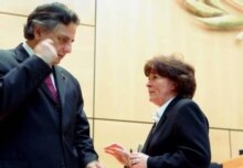 Switzerland - Manuel Rodriguez-Cuadros, Peru's ambassador and president of the 62nd Commission on Human Rights (L); Louise Arbour, UN High Commissioner for Human Rights (R), Geneva, 13 Mar. 2006