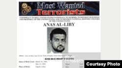 U.S. authorities' notice seeking the capture of Nazih Abdul-Hamed al-Ruqai, known as Anas al-Libi, and offering a bounty of up to $5 million