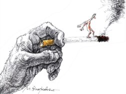 Karikaturany çeken Mihail Zlatkowski