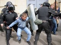 Police broke up March of Dissent rallies in Moscow and St. Petersburg (above) last month (ITAR-TASS)