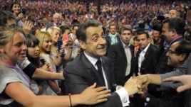 Nicolas Sarkozy na predizbornom skupu