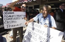 Протесты кубинских иммигрантов в Майами против соглашения с Кубой. 17 декабря