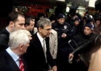 Pamuk leaving the courthouse on 16 December in Istanbul (epa)