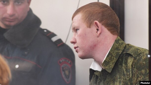 Armenia - Valery Permyakov, a Russian soldier, stands trial on charges of murdering an Armenian family of seven in Gyumri, 18Jan2016.