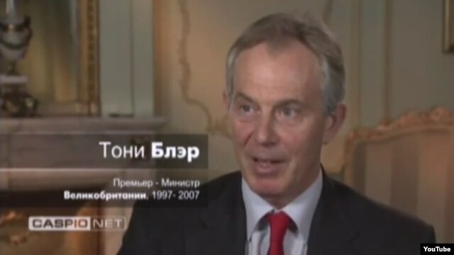 A screen grab of former British Prime Minister Tony Blair from a video promoting Kazakhstan and President Nursultan Nazarbaev.