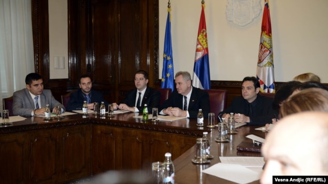 Predsednik Srbije Tomislav Nikolić sa predstavnicima kosovskih Srba, 20. decembar 2012.