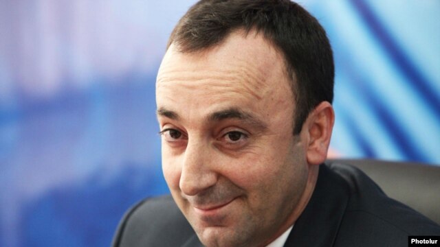 Armenia -- Justice Minister Hrayr Tovmasian at a press conference in Yerevan, 25Jan2012.