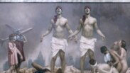 U.S. – A photo of a detail Graydon Parrish’s ‘Cycle of Terror and Tragedy’ painting, work was painted from 2002 until 2006