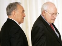 Cheney (right) with Kazakh President Nazarbaev in Astana in May (epa)