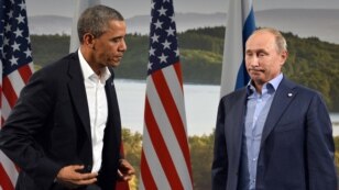 U.K. -- US President Barack Obama (L) holds a bilateral meeting with Russian President Vladimir Putin during the G8 summit at the Lough Erne resort near Enniskillen in Northern Ireland, 17Jun2013