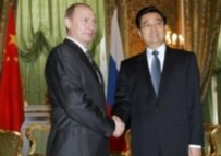 Putin and Hu at the Kremlin today