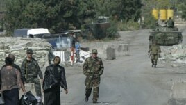 A Russian checkpoint at Georgian-South Ossetian border on October 9