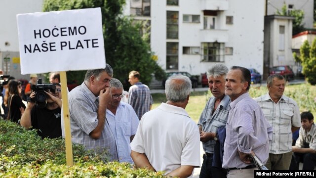 Protest radnika pretisa, Sarajevo, 1. avgust 2012.