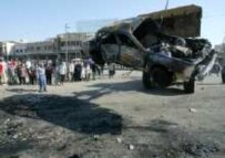 Bulldozer clearing wreckage