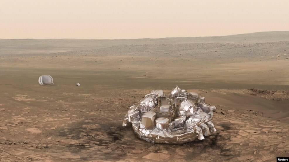 An illustration of the Schiaparelli lander released by the European Space Agency before it crashed.