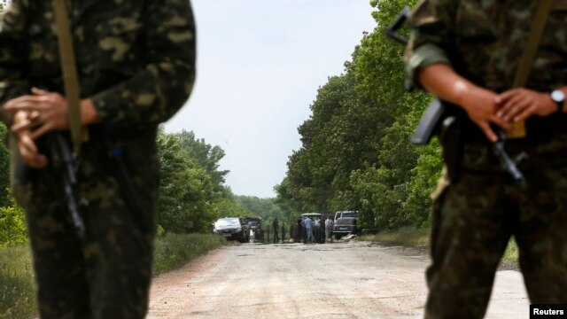 Место ночного боя в Волновахе днем 22 мая