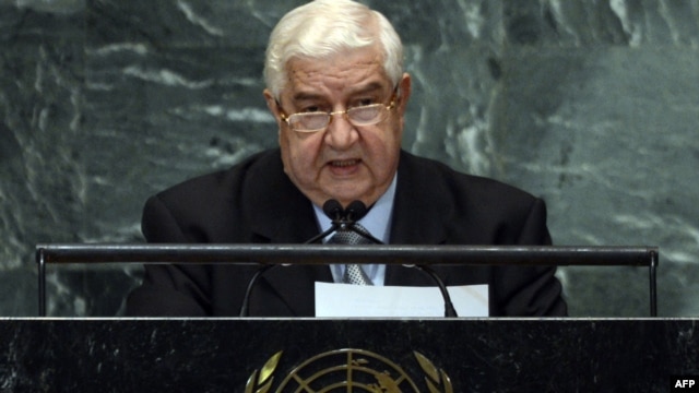 Syrian Foreign Minister Walid al-Moualem speaks at the UN General Assembly on October 1.