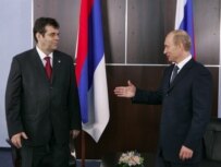 Serbian Prime Minister Vojislav Kostunica, left, received assurances from Putin in St. Petersburg (ITAR-TASS)