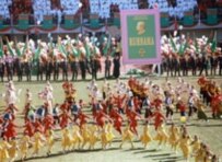 The celebration in Ashgabat of Niyazov's 65th birthday in February (TASS)