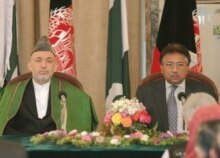 Presidents Karzai (left) and Musharraf meeting in September 2006