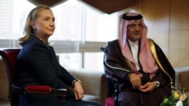 U.S. Secretary of State Hillary Clinton meets with Saudi Arabia's Foreign Minister Saud al-Faisal in Tunis in late February.
