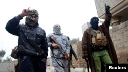 Islamist fighters walk the streets of Fallujah on January 3, after taking control of much of the western Iraqi city.