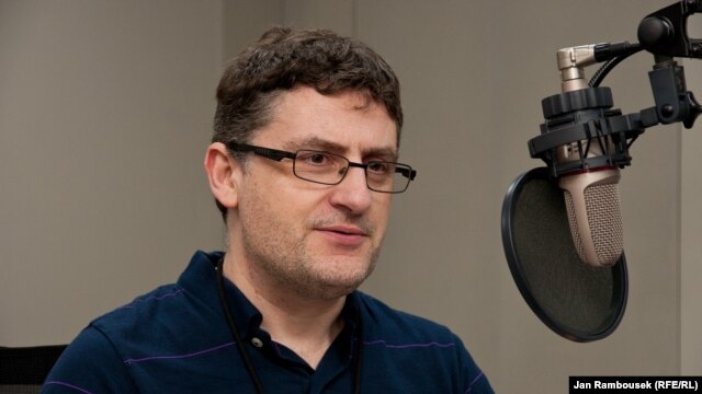 Mark Galeotti, professor of global affairs at New York University, in RFE/RL's studio in Prague on January 5, 2012