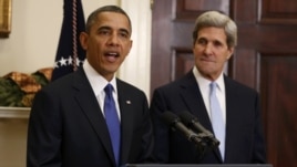 U.S. -- U.S. President Barack Obama (L) announces the nomination of Senator John Kerry as Secretary of State to succeed Hillary Clinton at the White House in Washington, 21Dec2012