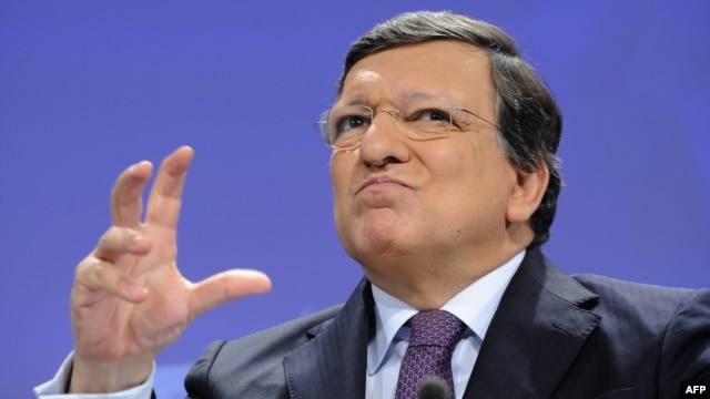 European Commission President Jose Manuel Barroso holds a press conference on a major trans-Atlantic trade initiative at EU headquarters in Brussels on February 13.