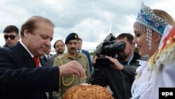 Pakistani Prime Minister Nawaz Sharif arrives in Ufa ahead of the summit of the Shanghai Cooperation Organization and BRICS trade group.