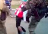 Pro-Moscow Chechen security forces caught on film abusing a civilian (courtesy photo)