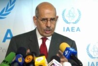 The head of the International Atomic Energy Agency (IAEA), Muhammad El-Baradei, briefs the media on 2 February during in a crucial meeting of the IAEA's governors about Iran's nuclear dossier. (epa)