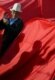 An opposition supporter pictured in the tent city set up by the opposition in central Bishkek (AFP)