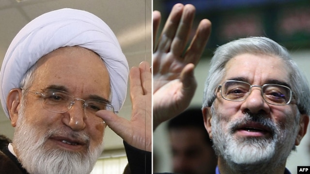 Mir Hossein Musavi (right) and Mehdi Karrubi have been held under house arrest for two years without being charged with a crime.