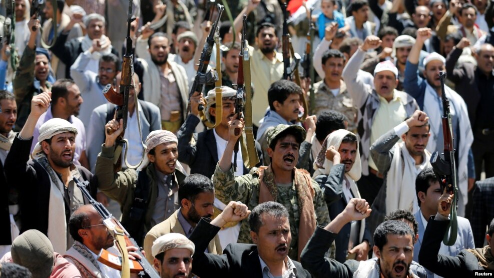 A demonstration in Sanaa against Saudi-led air strikes on a funeral on October 8 that killed 140 people