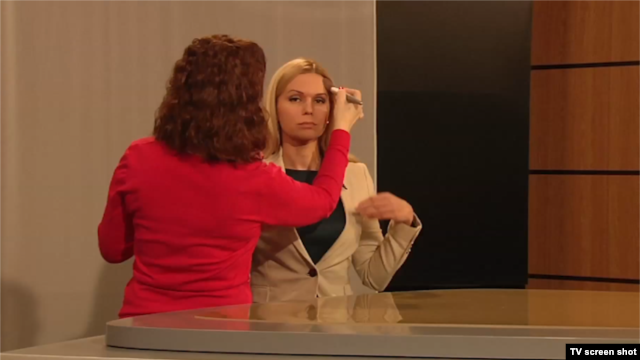 Russian Public Television news executives were disappointed at the level of knowledge of current affairs displayed by some of the people who auditioned to be a news anchor.  (screenshot)