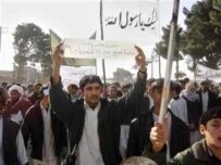 A protest in Herat, Afghanistan on 7 February (AFP)