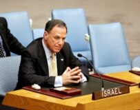 Israeli UN Ambassador Dan Gillerman listening to the Security Council debate on July 30 (epa)