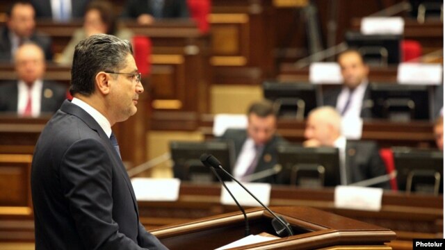 Armenia - Prime Minister Tigran Sarkisian addresses the National Assembly, Yerevan, 20June2012.
