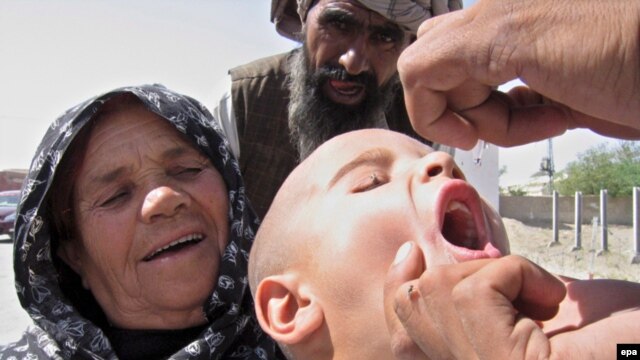 A Pakistani health worker gives a polio vaccination to a child. (file photo)