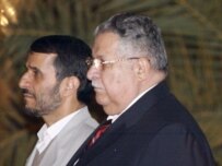 Talabani (right) with Iranian President Mahmud Ahmadinejad in Tehran last week (epa)