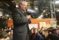 Russian President Boris Yeltsin addresses a crowd of workers at the Kirov plant in Leningrad