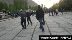 Tajikistan - protesters in the center of Khorugh, Badakhshan
